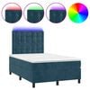 vidaXL atsperu gulta ar matraci, LED, tum&scaron;i zils samts, 120x190 cm