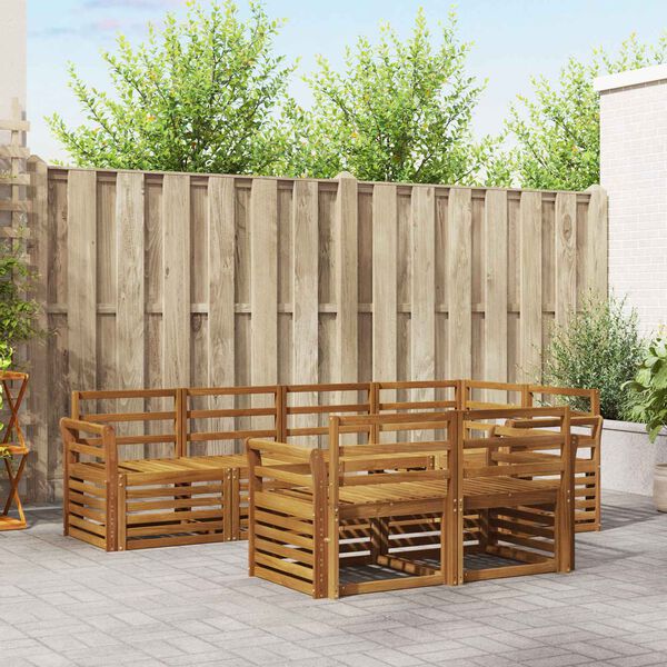 vidaXL Dīvāna komplekti 7 pcs Dabiska Cietā akācijas koks