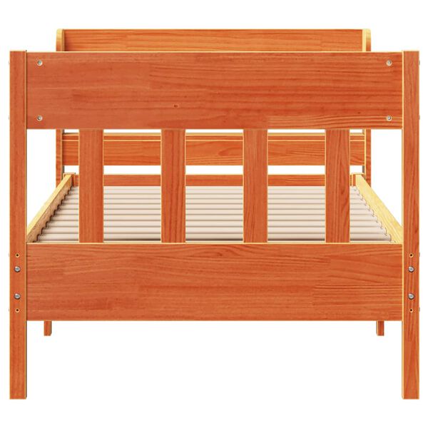 vidaXL gulta bez matrača, vaska brūnas, 90x200 cm, priedes masīvkoks