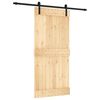 vidaXL Slīdo&scaron;ās durvis Dabiska un melna 95 x 210 cm Cieta priedes koks