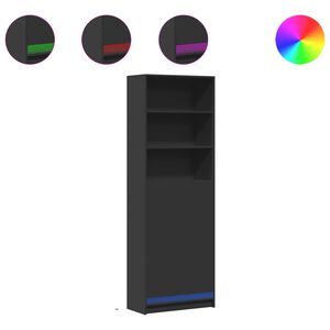 vidaXL augstais skapītis ar LED, melns, 69x32,5x200 cm