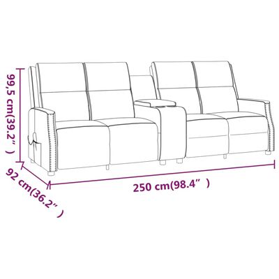 vidaXL četrvietīgs masāžas dīvāns, atgāžams, vīnsarkana mākslīgā āda