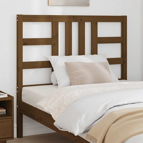 vidaXL gultas galvgalis, medus brūns, 106x4x100 cm, priedes masīvkoks