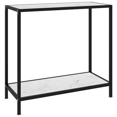 vidaXL konsoles galdiņš, balts, 80x35x75 cm, rūdīts stikls
