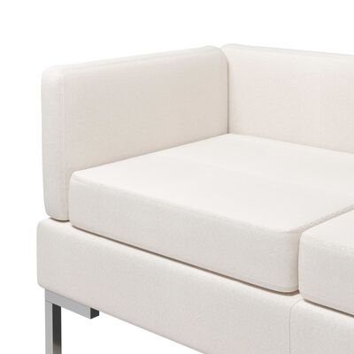 vidaXL deviņdaļīgs dīvāna komplekts, krēmkrāsas audums