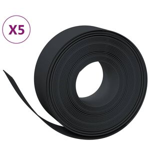 vidaXL dārza apmales, 5 gab., 10 m, 20 cm, polietilēns, melnas