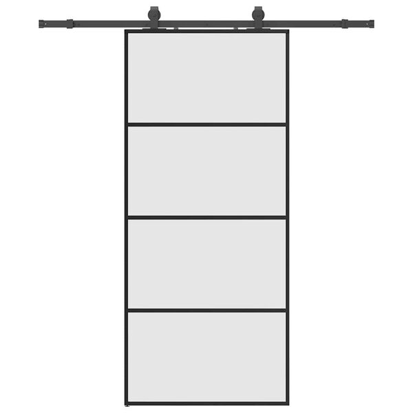 vidaXL bīdāmās durvis ar stiprinājumiem, melns, stikls, 90x205 cm