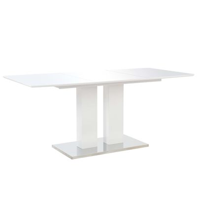 vidaXL virtuves galds, 180x90x76 cm, spīdīgi balts MDF