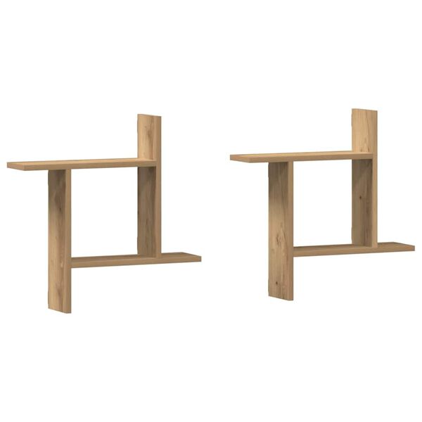 vidaXL sienas plaukti, 2 gab., 50x12x50 cm, inženierijas koks