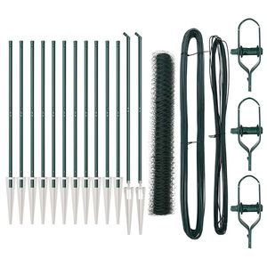 vidaXL Se&scaron;stūra žogs ar stabu 25 x 1,2 m PVC pārklāts tērauds Zaļa