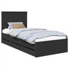 vidaXL Gultas rāmis ar atvilktni Melna 75 x 190 cm Inženieru koks
