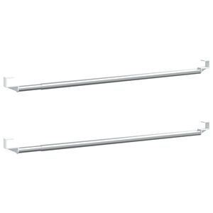 vidaXL aizkaru stangas, 2 gab., balta, sudrabaina, 40-60 cm, alumīnijs
