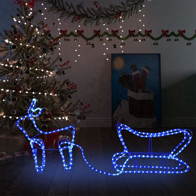vidaXL Ziemassvētku dekorācija, ziemeļbrieži un kamanas, 252 LED