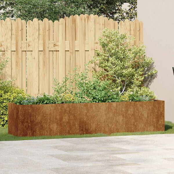 vidaXL puķu kaste, rūsas, 200x40x40 cm, izturīgs tērauds