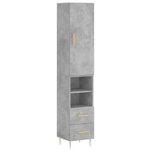 vidaXL augstais skapītis, pelēks, 34,5x34x180 cm, inženierijas koks