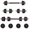 vidaXL 2-in-1 hanteles komplekts 30kg Melns un sarkans