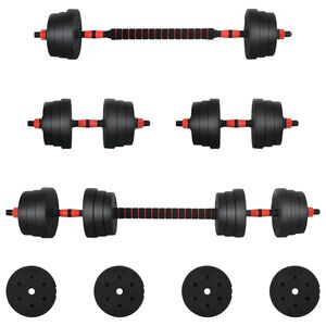 vidaXL 2-in-1 hanteles komplekts 30kg Melns un sarkans