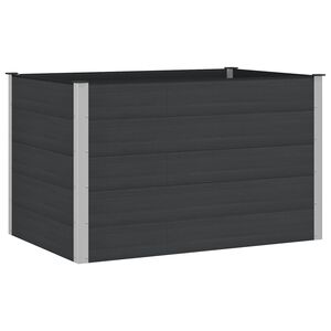 vidaXL Augstā puķu kaste Melns 150 x 100 x 91 cm WPC un alumīnijs