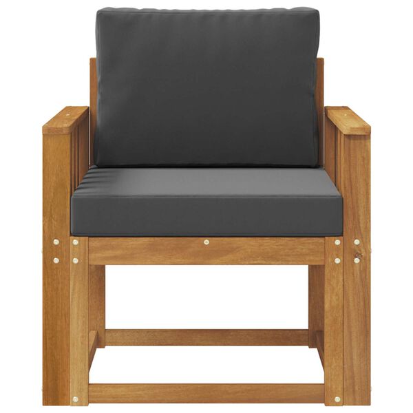 vidaXL Āra dīvāns Cieta akācijas koks un poliesters Dabiska