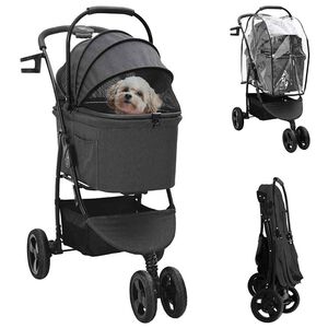 vidaXL Saliekams mājdzīvnieku ratiņ&scaron; Melna 78 x 54 x 101 cm Poliesters
