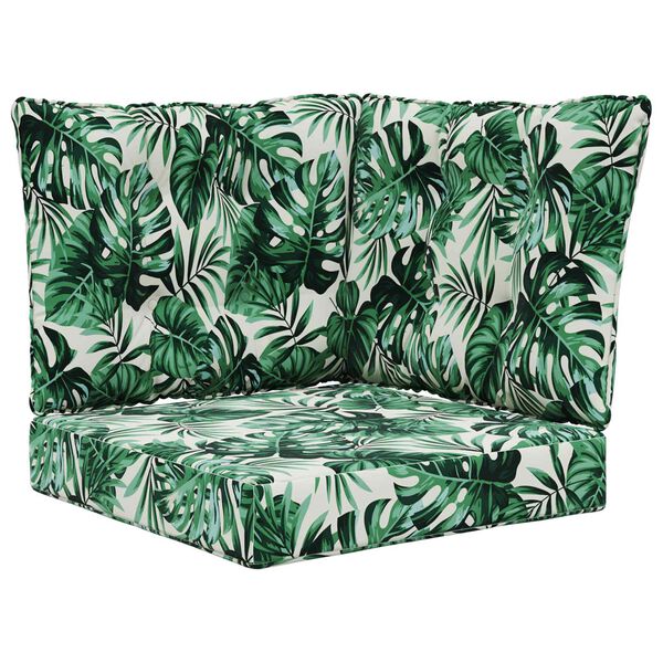 vidaXL Āra dīvāna spilvens 3 pcs Lapu raksts Poliesters