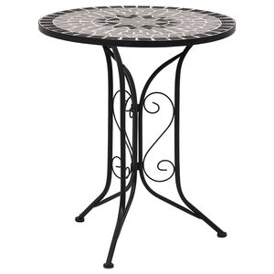 vidaXL mozaīkas bistro galds, 60 cm, pelēka keramika