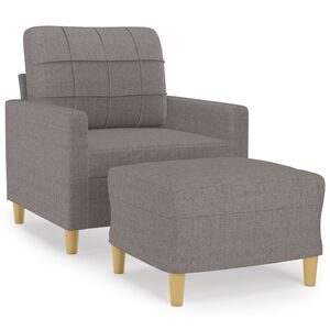 vidaXL atpūtas krēsls ar kājsoliņu, 60 cm, pelēkbrūns audums