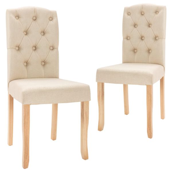 vidaXL virtuves krēsli, 2 gab., krēmkrāsas audums