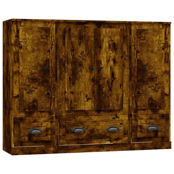 vidaXL augstie skapji, 3 gab., ozolkoka krāsā, inženierijas koks