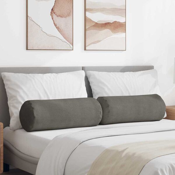 vidaXL Spilveni 2 pcs Gai&scaron;i pelēks &Oslash; 25 x 70 cm Korduroja audums