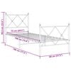 vidaXL gultas rāmis ar galvgali un kājgali, balts metāls, 75x190 cm
