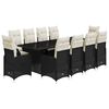 vidaXL 11daļīgs bistro mēbeļu komplekts, matrači, melna PE rotangpalma