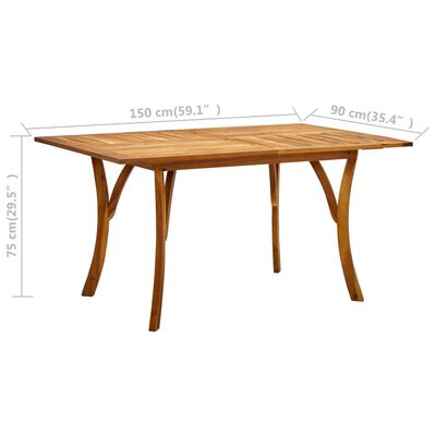 vidaXL dārza galds, 150x90x75 cm, akācijas masīvkoks