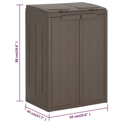 vidaXL atkritumu tvertne ar 2 durvīm, brūna, 65x45x88 cm, PP