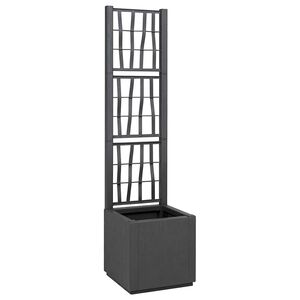 vidaXL Dārza puķu pods ar trellisi Tum&scaron;i pelēka 36 x 36 x 140 cm PP
