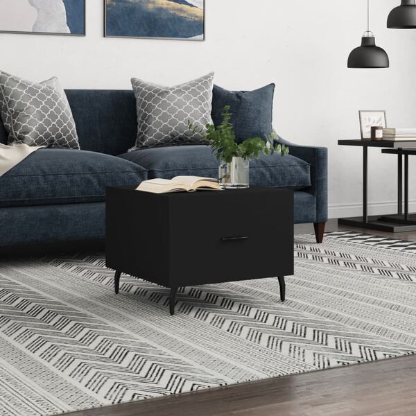 vidaXL kafijas galdiņ&scaron;, melns, 50x50x40 cm, inženierijas koks