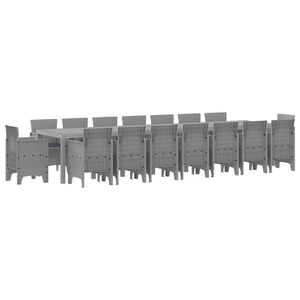 vidaXL Dārza ēdamkomplekts ar spilveniem 17 pcs Gai&scaron;i pelēks PP