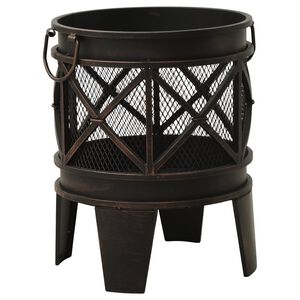 vidaXL lauku stila ugunskurs ar pokeru, &Phi;42x54 cm, tērauds