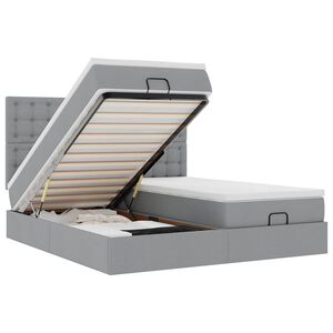 vidaXL Osmaņu gultas rāmis ar matračiem gai&scaron;i pelēks 160x200cm audums