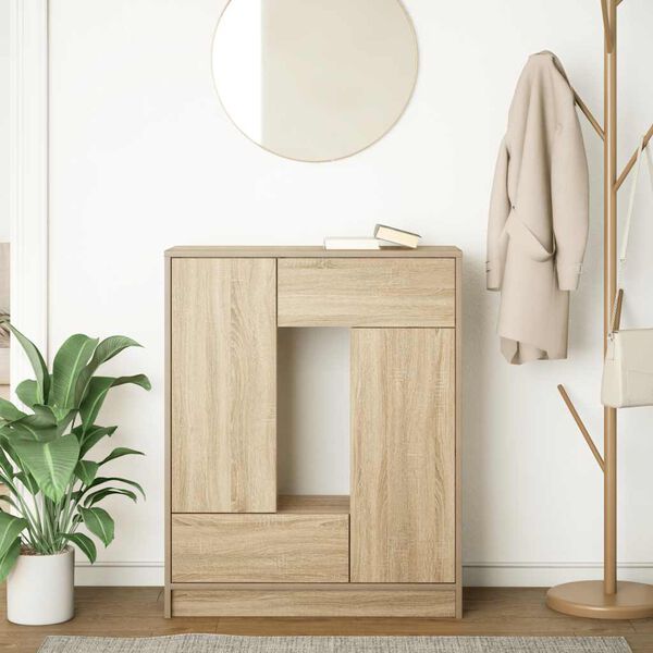 vidaXL kumode ar atvilktnēm un durvīm, sonoma ozols, 73x31x90 cm