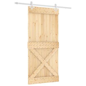 vidaXL Slīdo&scaron;ās durvis 95 x 210 cm Cieta priedes koks (neapstrādāts)