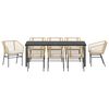 vidaXL Dārza ēdamgalds 9 pcs Brūna poliratāns