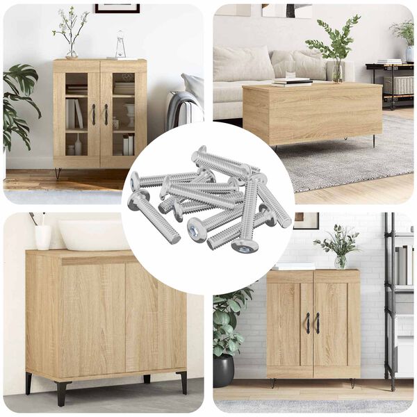 vidaXL Galvas bloķē&scaron;anas skrūve 12 pcs Sudraba M6 x 35 mm Tērauds