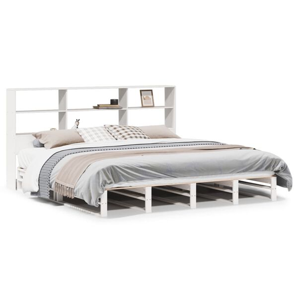 vidaXL gulta ar grāmatu plauktu, bez matrača, 180x200 cm, masīvkoks