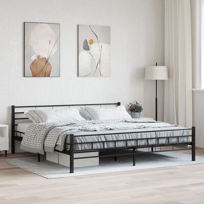 vidaXL gultas rāmis, melns tērauds, 200x200 cm