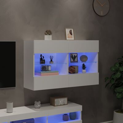 vidaXL TV galdiņš ar LED lampiņām, balti, 98,5x30x60,5 cm