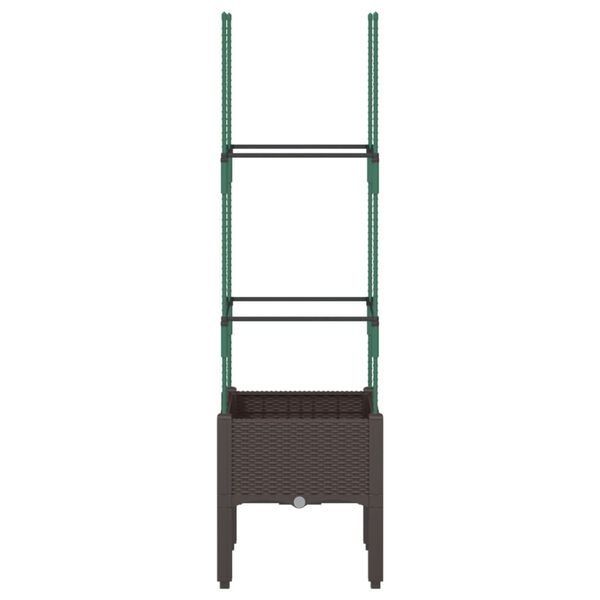 vidaXL dārza puķu kaste ar &scaron;paleru, brūna, 40x40x142,5 cm, PP