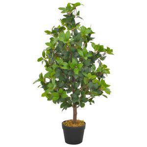 vidaXL mākslīgais augs, lauru koks ar podiņu, zaļ&scaron;, 90 cm