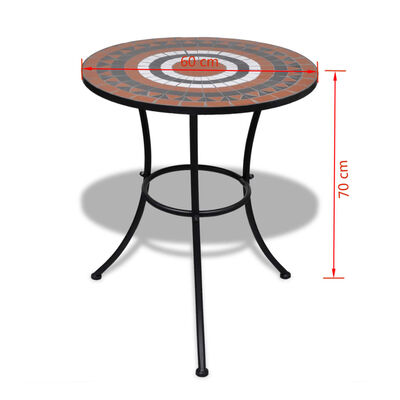 vidaXL bistro galds, 60 cm, sarkanbrūna un balta mozaīka
