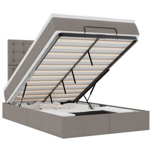 vidaXL Osmaņu gultas rāmis ar matrača pelēkbrūns 120x200cm audums